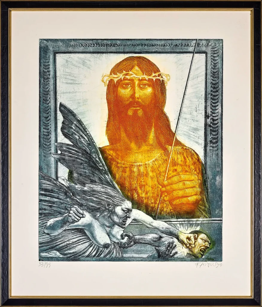 „Ecce Homo Der Schwarze Christus“, 1970 von Fritz Aigner aus der Kunstsammlung Arnoldina im Schmankerlwirt Vorderweißenbach