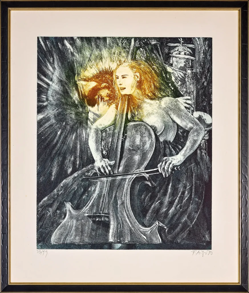 „Der singende Engel“, 1970 von Fritz Aigner aus der Kunstsammlung Arnoldina im Schmankerlwirt Vorderweißenbach
