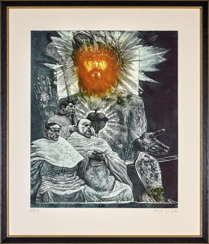 „Ecce Homo Herz Jesu“, 1970 von Fritz Aigner aus der Kunstsammlung Arnoldina im Schmankerlwirt Vorderweißenbach