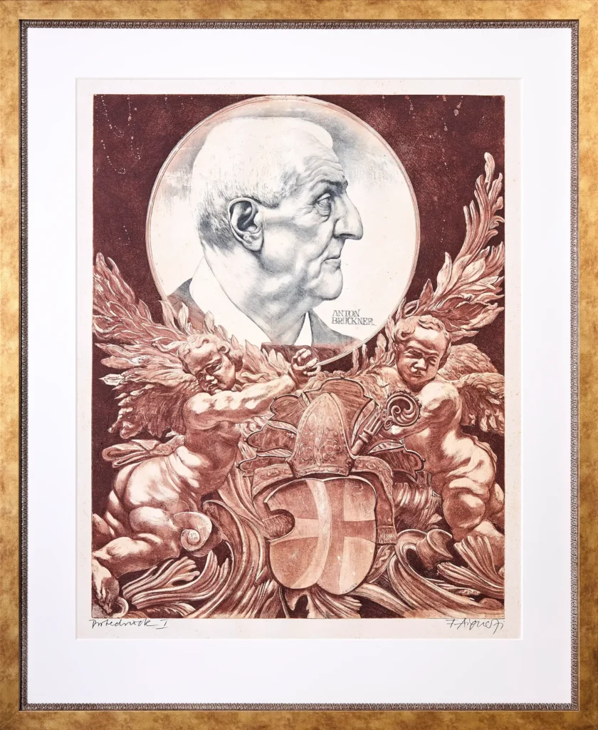 „Anton Bruckner“, 1971 von Fritz Aigner aus der Kunstsammlung Arnoldina im Schmankerlwirt Vorderweißenbach