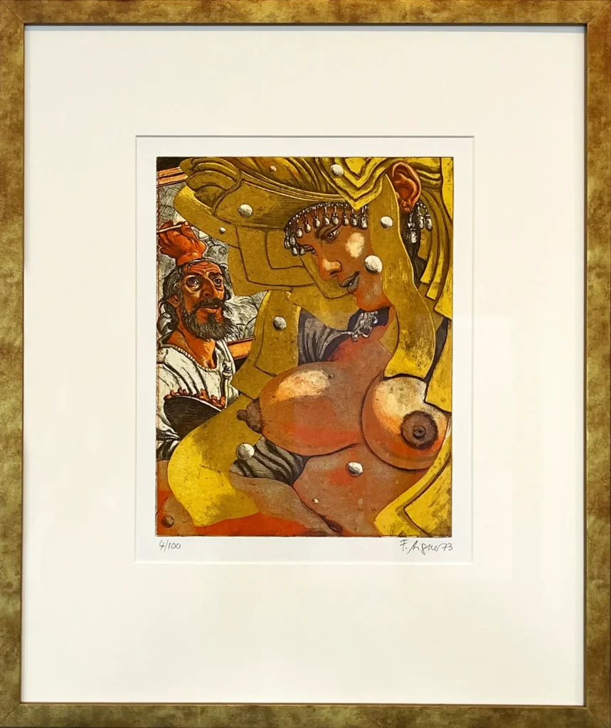 „Maler mit orientalischem Modell“, 1973 von Fritz Aigner aus der Kunstsammlung Arnoldina im Schmankerlwirt Vorderweißenbach