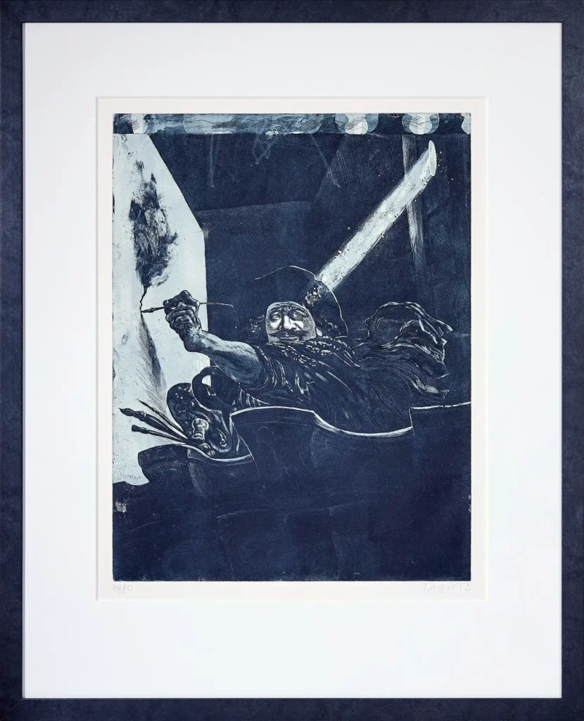 „Rembrandt und der Trick mit dem Licht“, 1973 von Fritz Aigner aus der Kunstsammlung Arnoldina im Schmankerlwirt Vorderweißenbach