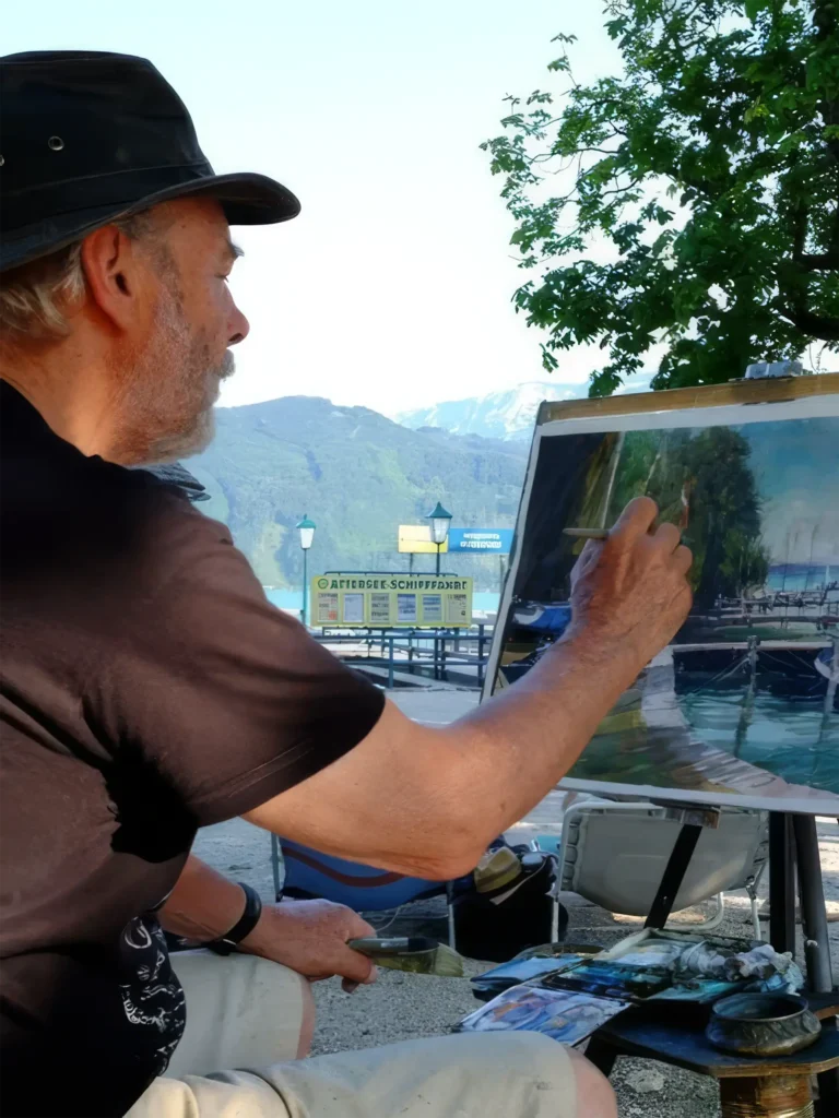 Portrait John Owen, Künstler in der Kunstsammlung Arnoldina im Schmankerlwirt Vorderweißenbach