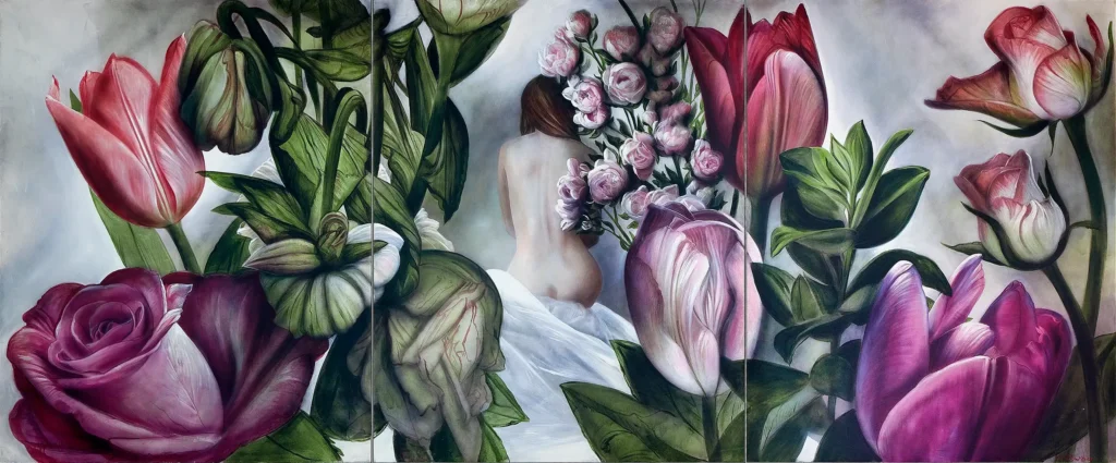 „Blumen für die Braut“, 2017 von Lukas Johannes Aigner aus der Kunstsammlung Arnoldina im Schmankerlwirt Vorderweißenbach