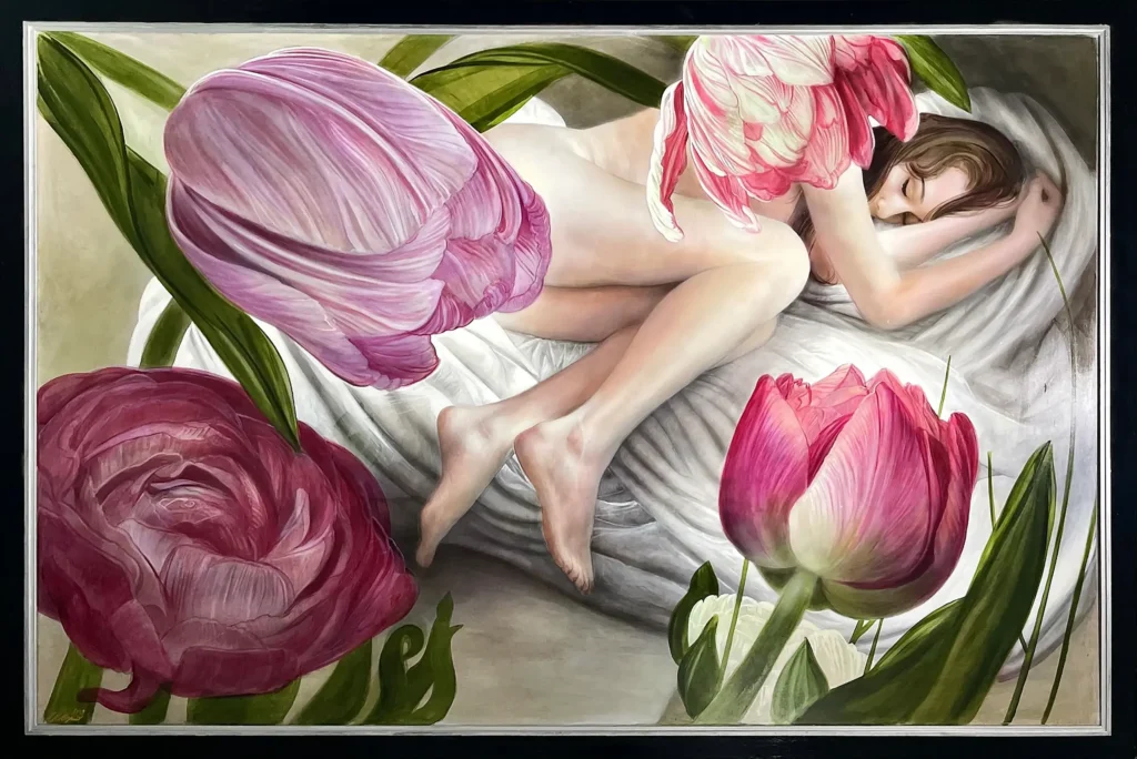 „Die Braut in der Hochzeitssuite“, 2019 von Lukas Johannes Aigner aus der Kunstsammlung Arnoldina im Schmankerlwirt Vorderweißenbach
