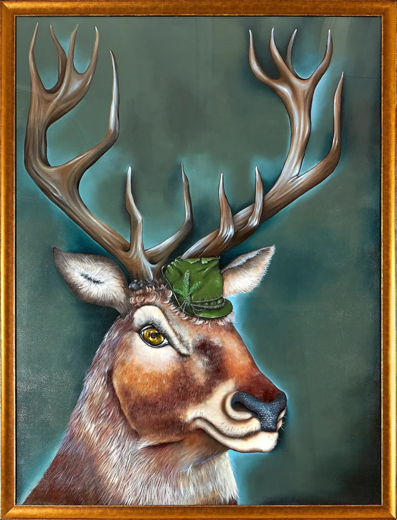„Hat Da Jemand Bambi Gesagt“, 2016 von Zorica Nikolic Aigner aus der Kunstsammlung Arnoldina im Schmankerlwirt Vorderweißenbach