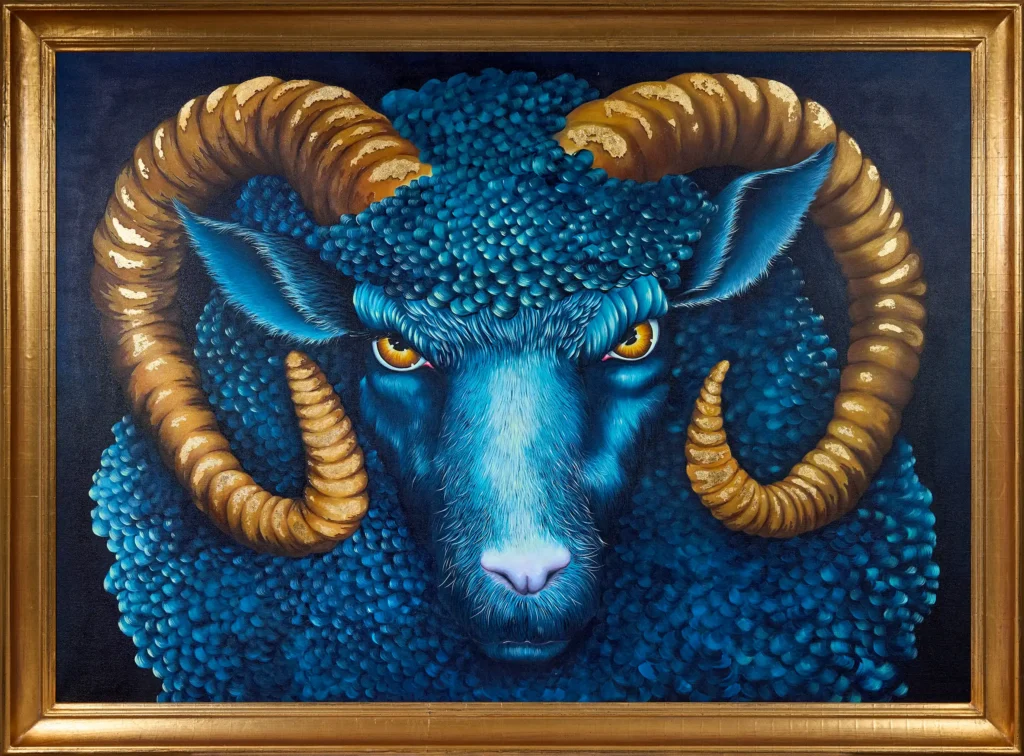 „Es war einmal ein kleines schwarzes Schaf“, 2024 von Zorica Nikolic Aigner aus der Kunstsammlung Arnoldina im Schmankerlwirt Vorderweißenbach